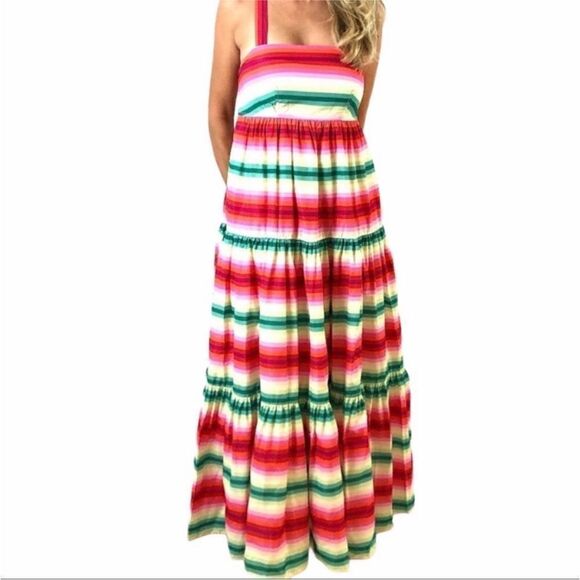 J Crew Rainbow Striped Tiered Maxi Dress| Size 4 - Picture 7 of 9